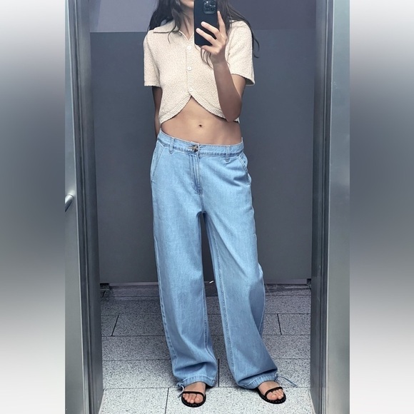 New ZARA High Waist Drawstring Cuff Joggers - Picture 2 of 6